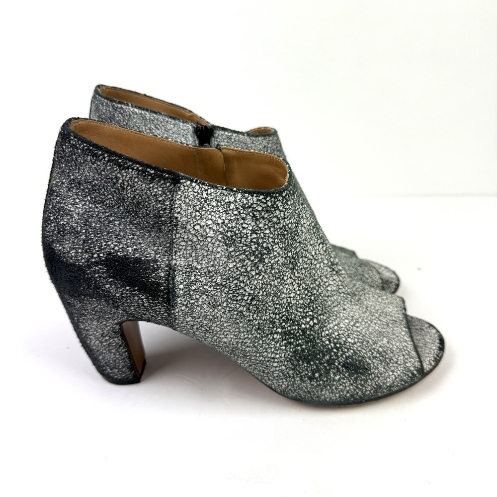 Maison Martin Margiela Open Toe Bootie‎ 39.5 Suede Zip Up Black White Crackle 9 - Picture 4 of 12